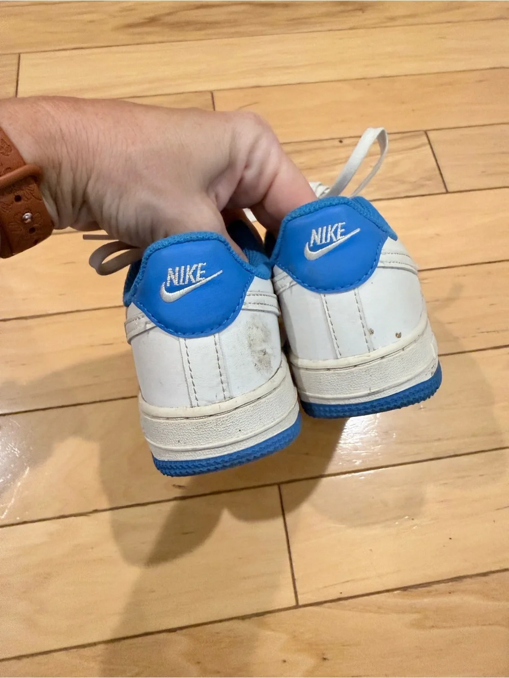 Nike Kids White Sneakers with Blue Interior